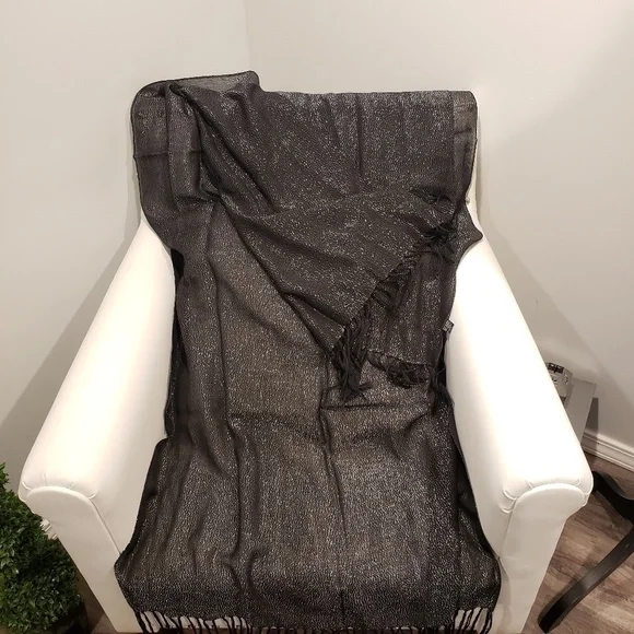 Large head scarf wrap fringe sparkle winter coveri - Picture 5 of 5